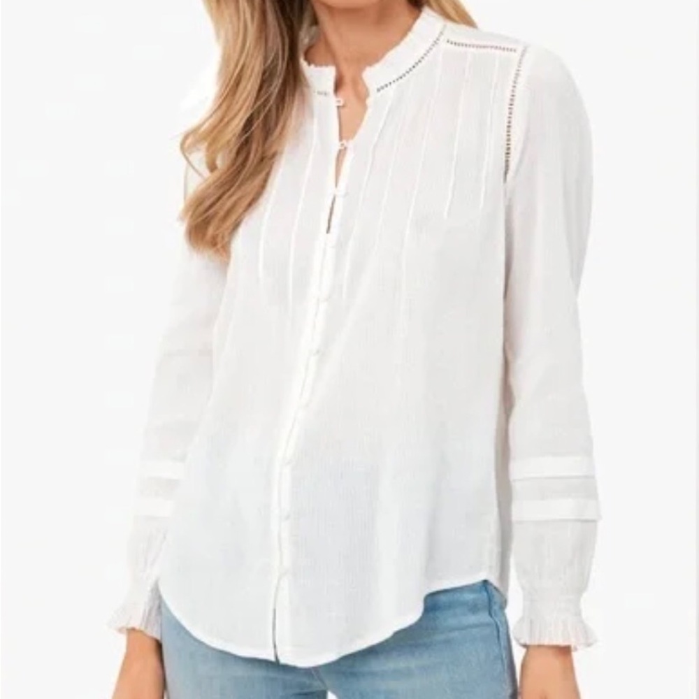FAHERTY Willa Organic Cotton Blouse White - Picture 2 of 15